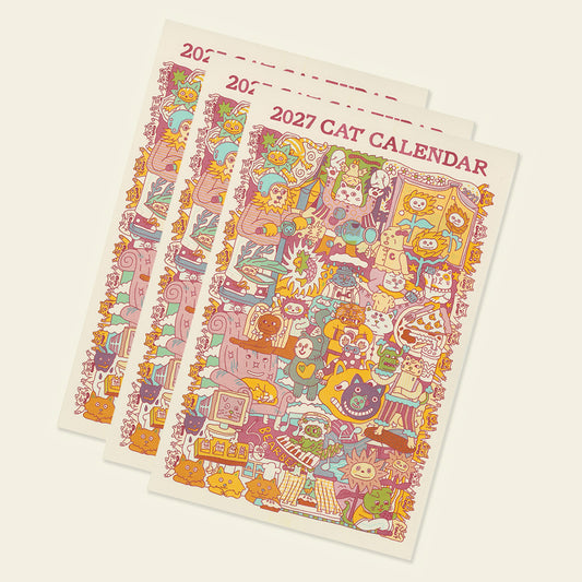 3 Pack: 2027 Risograph Cat Calendar